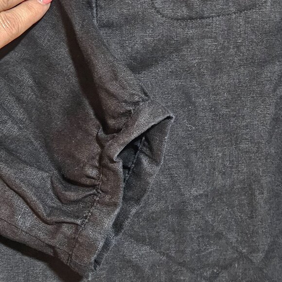 Orvis Women's Black Top M 3/4 Sleeve 100% Linen Button Front Office Business - Picture 8 of 13